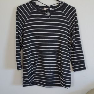 Black & White Striped La vie 89 Hooded Sweater